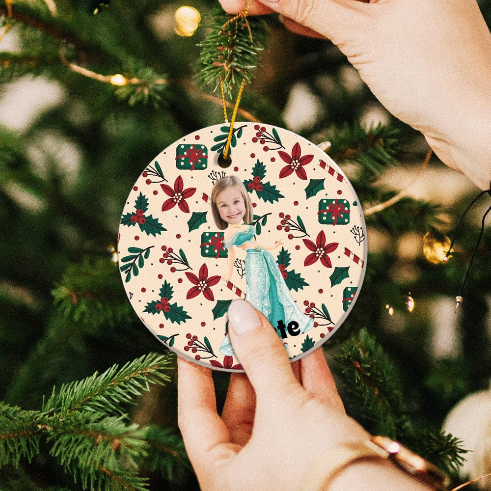 Personalized Photo Ornament Beauty Style Christmas Tree Ornaments Gift for Children - Giftlab
