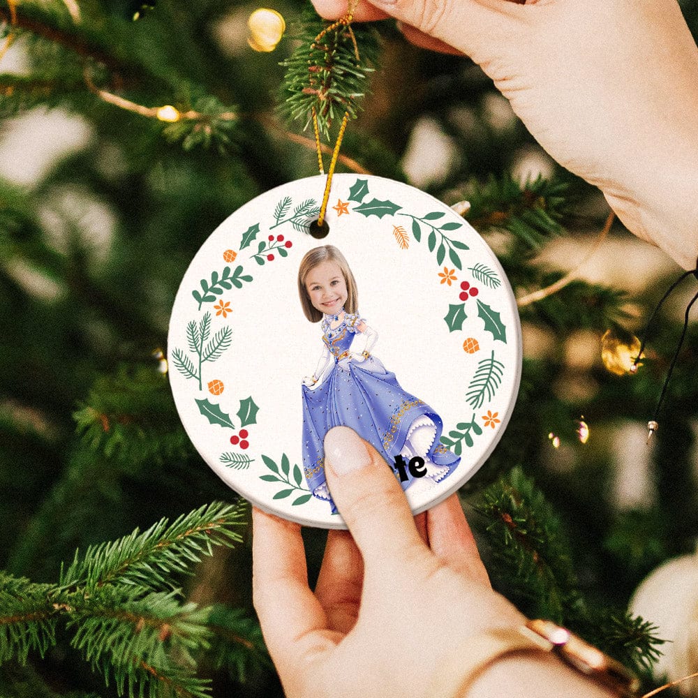 Personalized Photo Ornament Princess Cinderella Style Christmas Tree Decor Gift for Kids - Giftlab
