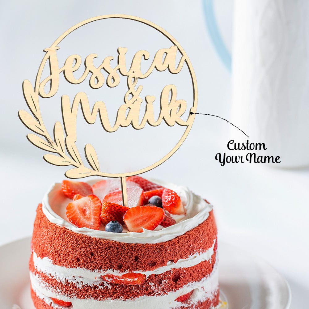 Custom Name Cake Topper Personalized Wooden Birthday Party Wedding Cake Decoration - Giftlab