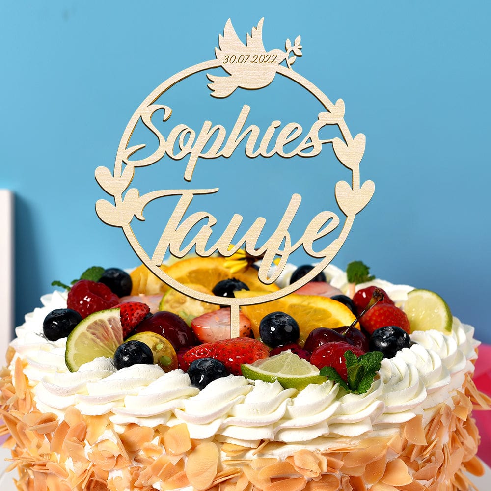 Custom Name Cake Topper Personalized Dove Wooden Couple Cake Decoration - Giftlab