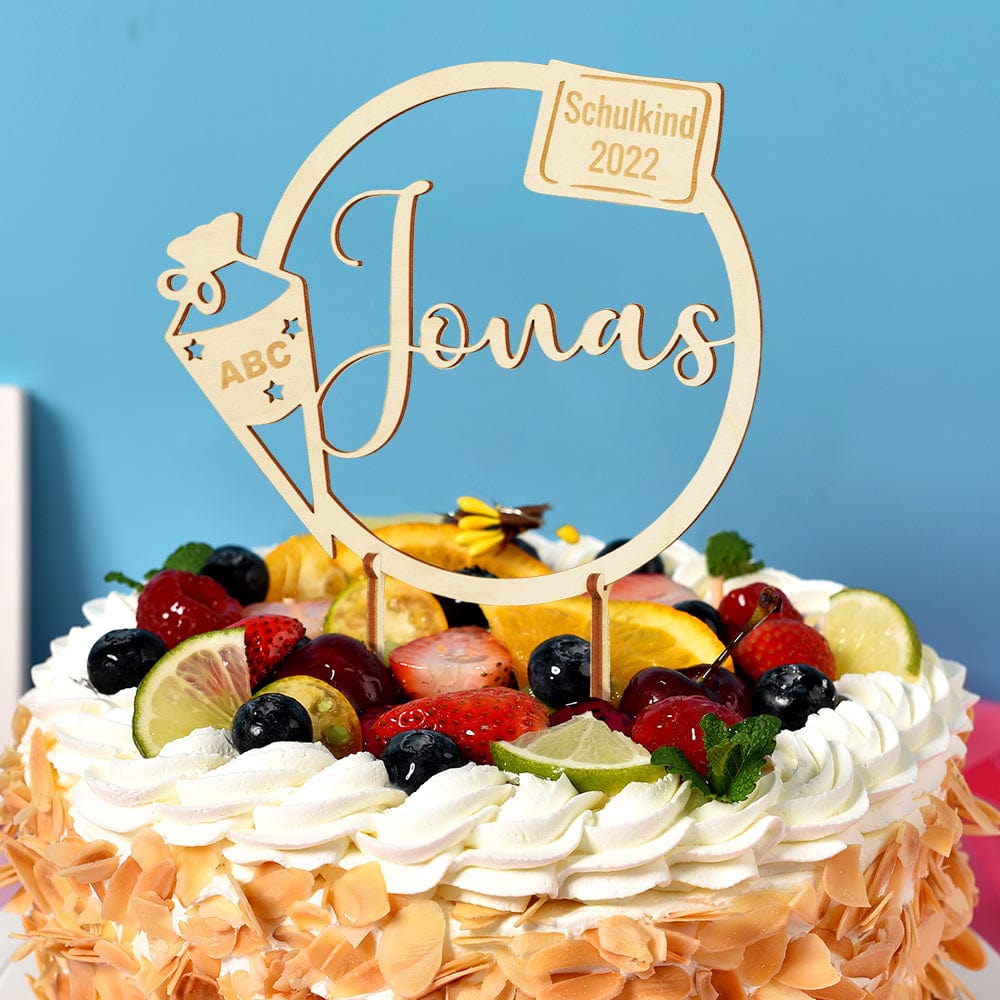 Custom Name Cake Topper Personalized Wooden School Child Cake Decoration - Giftlab