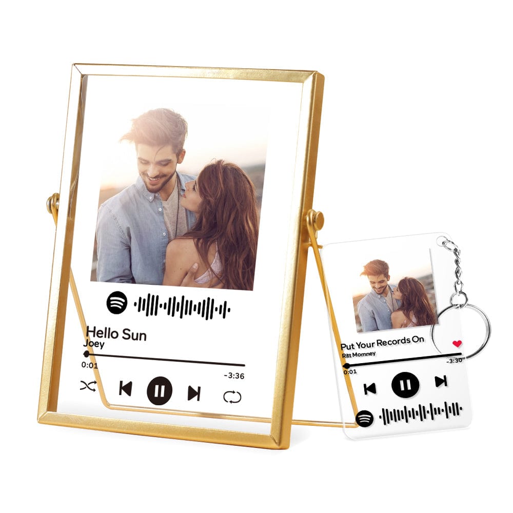 Custom Spotify Music Plaque Glass Art Spotify Picture Frame With Keychain Valentines Day Gifts - Giftlab