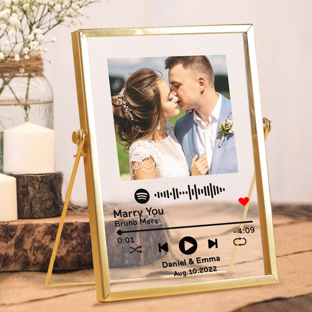 Custom Spotify Music Plaque Glass Art Spotify Picture Frame Personalized Wedding Gifts - Giftlab