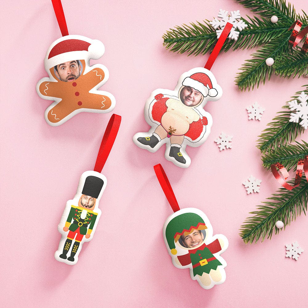 Custom Xmas Hanging Decorations Personalized Face Christmas Hanging Decoration Santa And Elf Hanging Decoration - Giftlab