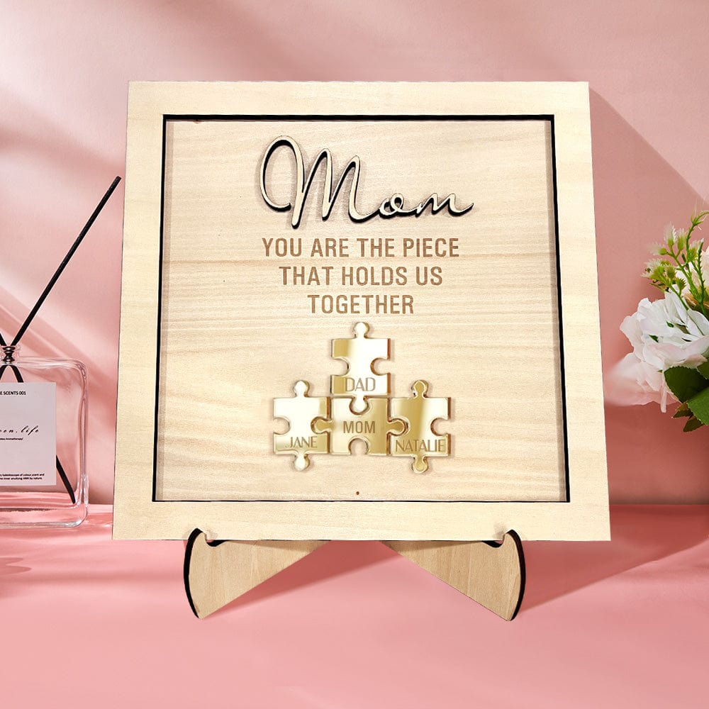 You Are the Piece That Holds Us Together Personalized Mom Puzzle Plaque Mother's Day Gift - Giftlab