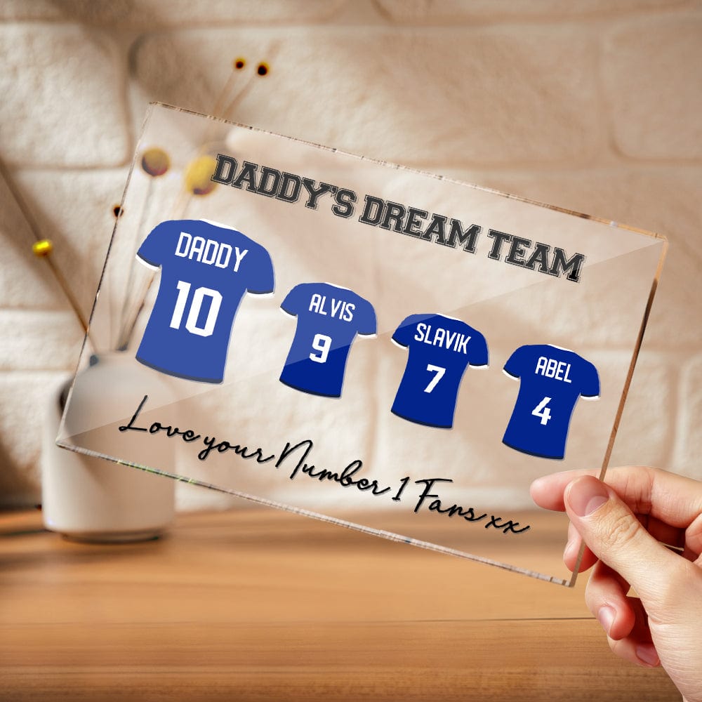Custom Plaque With Names Gifts for Dad - Daddy's Dream Team - Giftlab