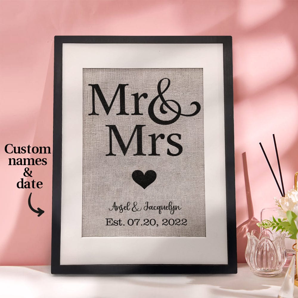 Personalized Wedding Sign Frame Date Recording Decor Housewarming Anniversary Gift for Couples - Giftlab