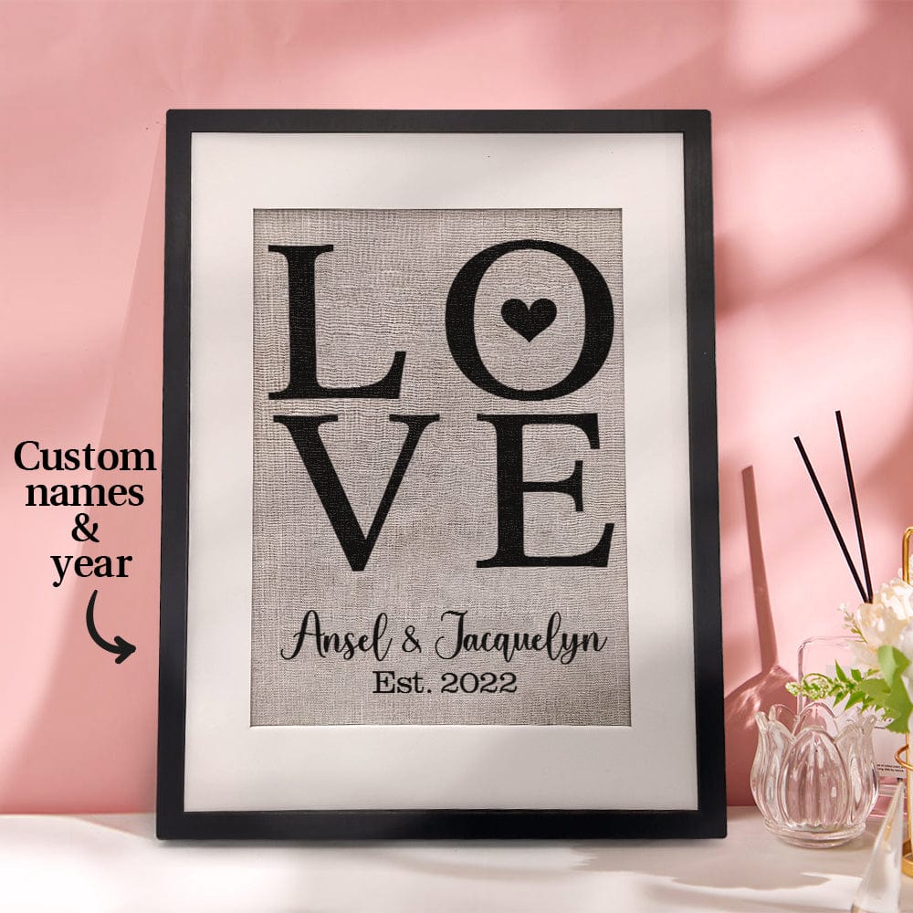 Personalized Wedding Sign Frame "LOVE" Decor Housewarming Anniversary Gift for Couples - Giftlab