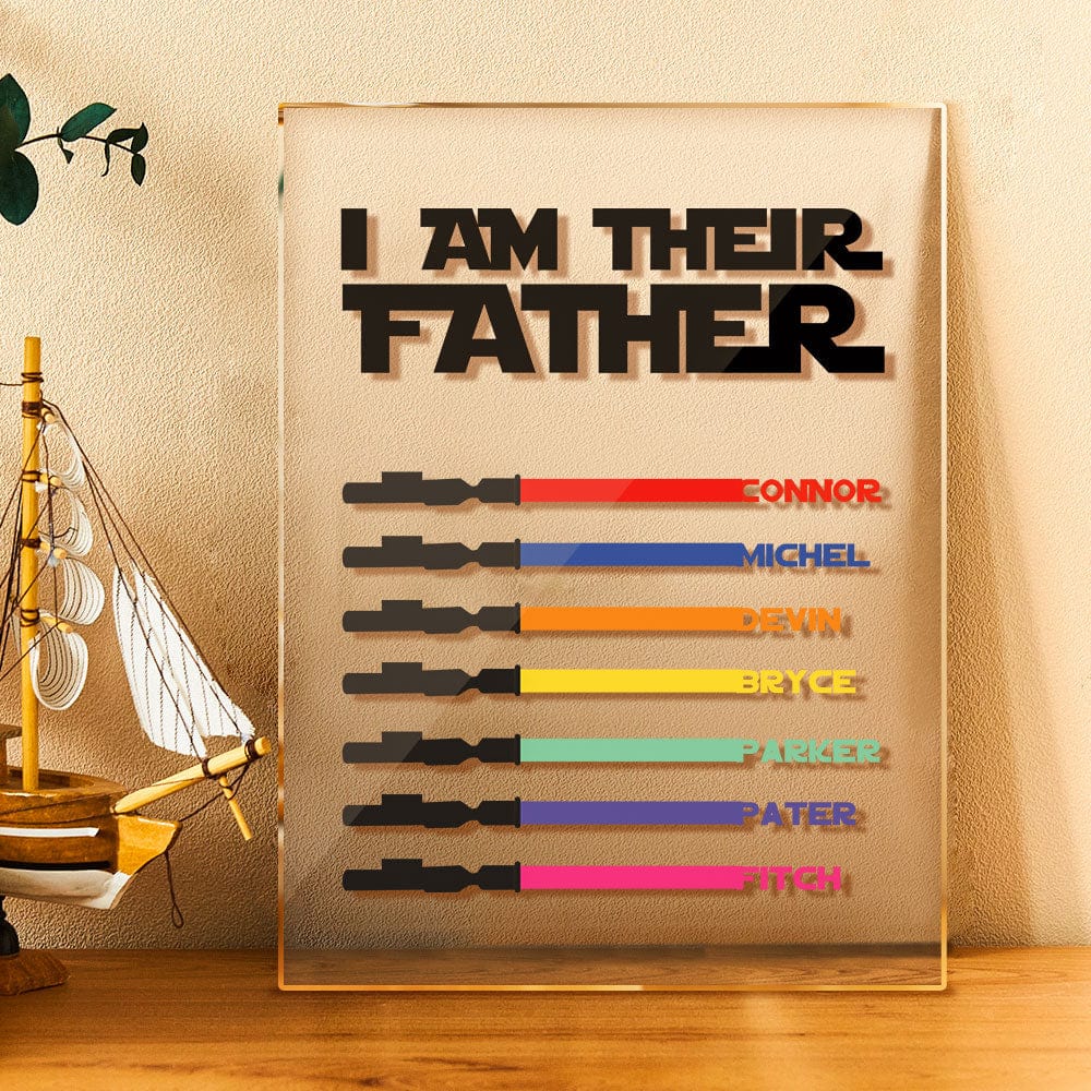 Personalized I Am Their Father Acrylic Plaque Light Saber Plaque Father's Day Gifts - Giftlab