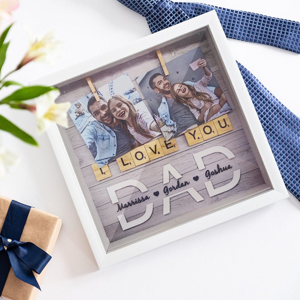 Unique Gift For Dad Custom Photo Shadow Box Ornament Father's Day Family Name Frame - Giftlab