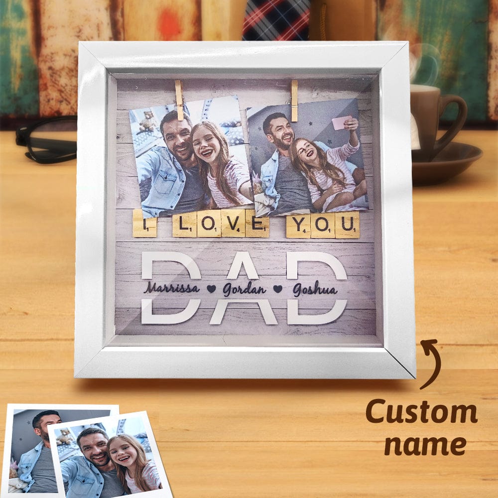 Unique Gift For Dad Custom Photo Shadow Box Ornament Father's Day Family Name Frame - Giftlab