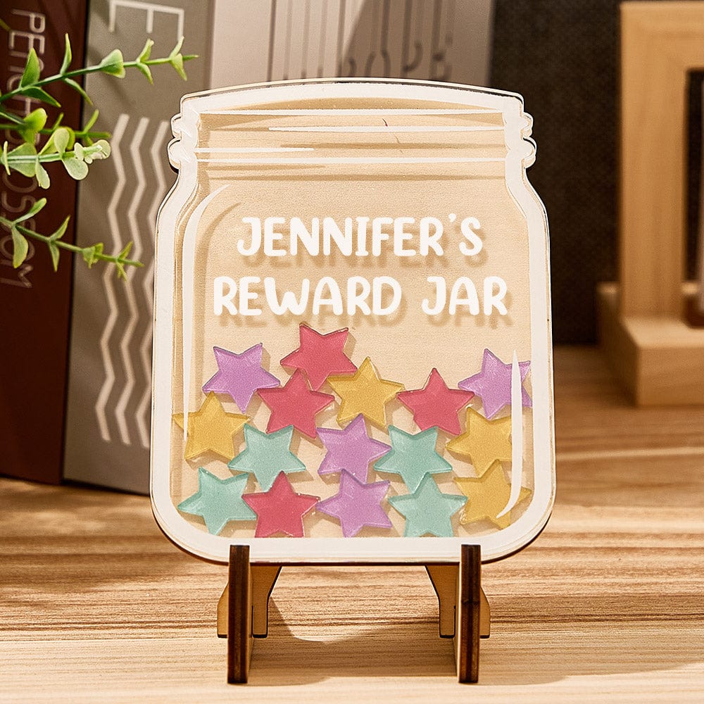Personalized Stars Reward Jar Custom Text Magnetic Bulletin Board Behavior Jar Gift for Students - Giftlab
