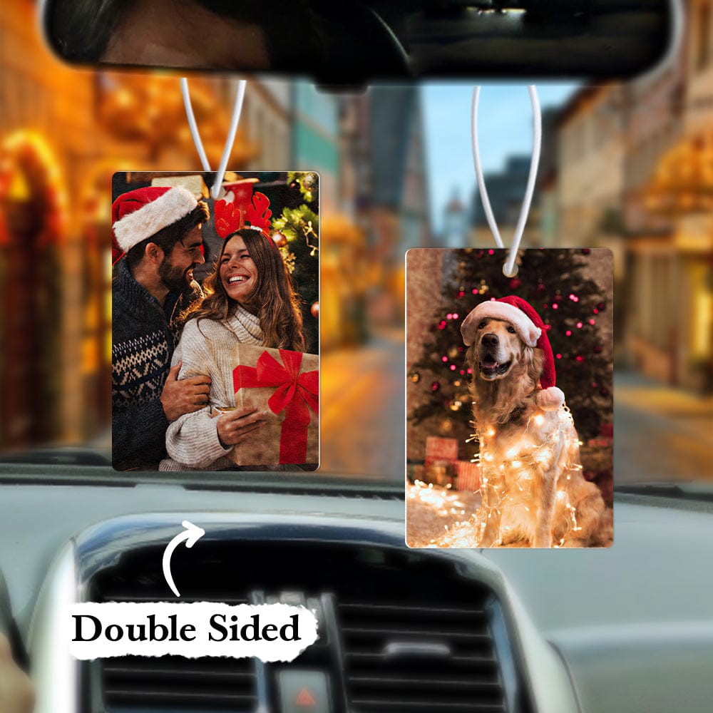 Custom Car Air Freshener with Photo Rearview Mirror Ornament Personalizd Gifts for Him Double Sided - Giftlab