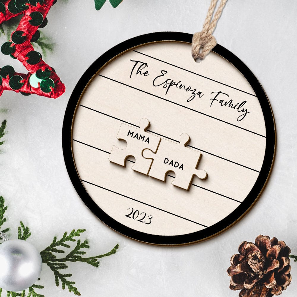 Custom Family Name Puzzle Christmas Ornament Personalized Wooden Christmas Tree Ornament Gifts - Giftlab