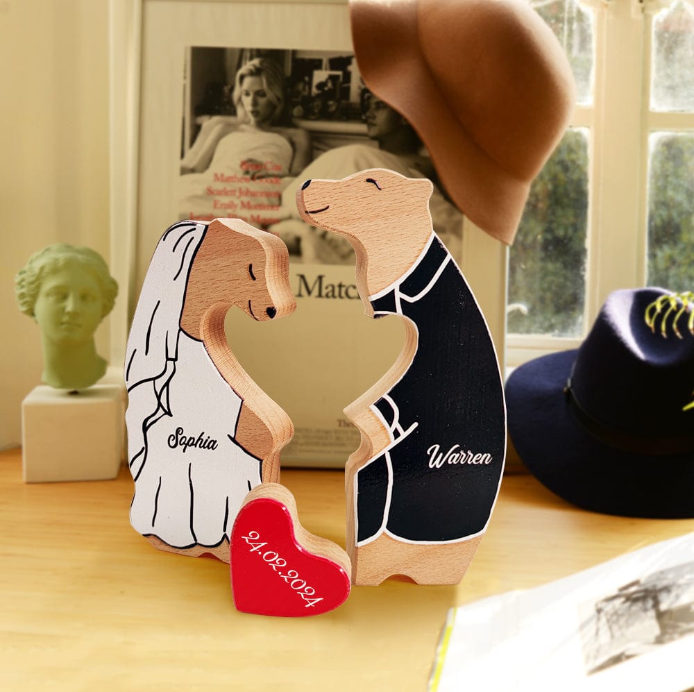 Personalized Wooden Bear Custom Couple Names Puzzle Unique Valentine's Day Gifts - Giftlab