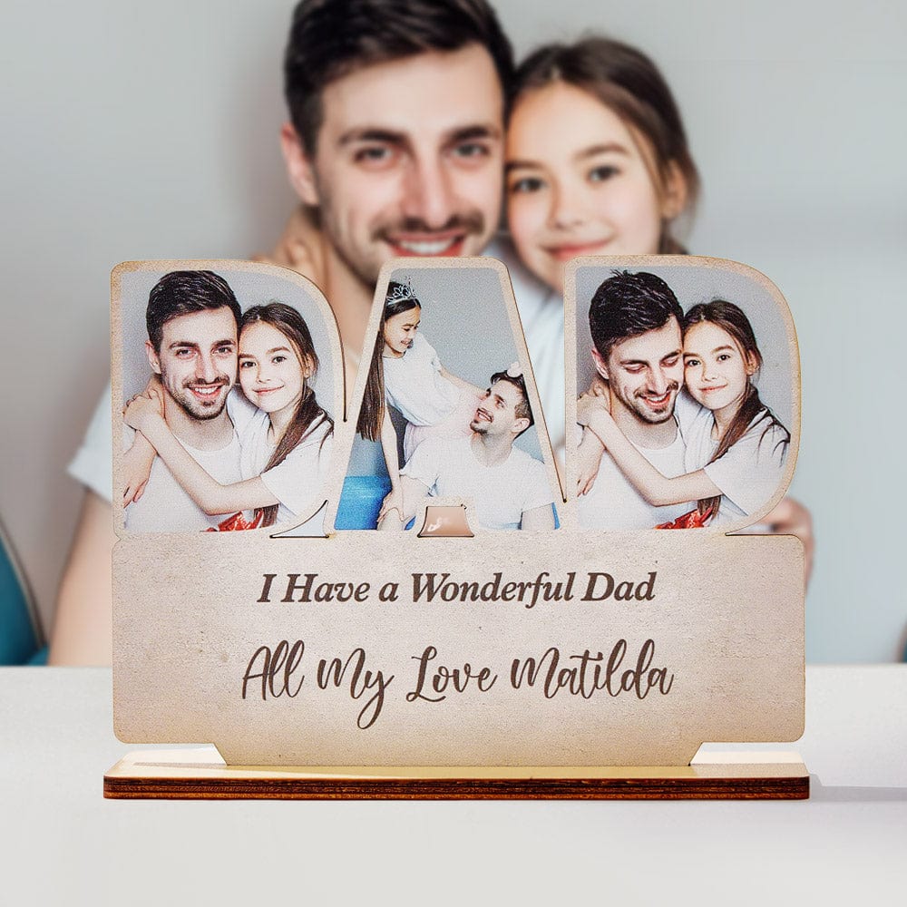 Personalized Dad Wooden Plaque Custom Photo Dad Plaque Ornament Father's Day Gift for Dad - Giftlab