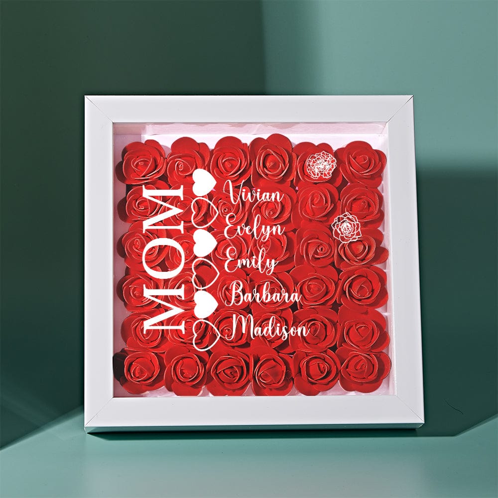 Custom Name Flower Shadow Box Personalized Heart Flower Shadowbox Frame Mother's Day Gift - Giftlab