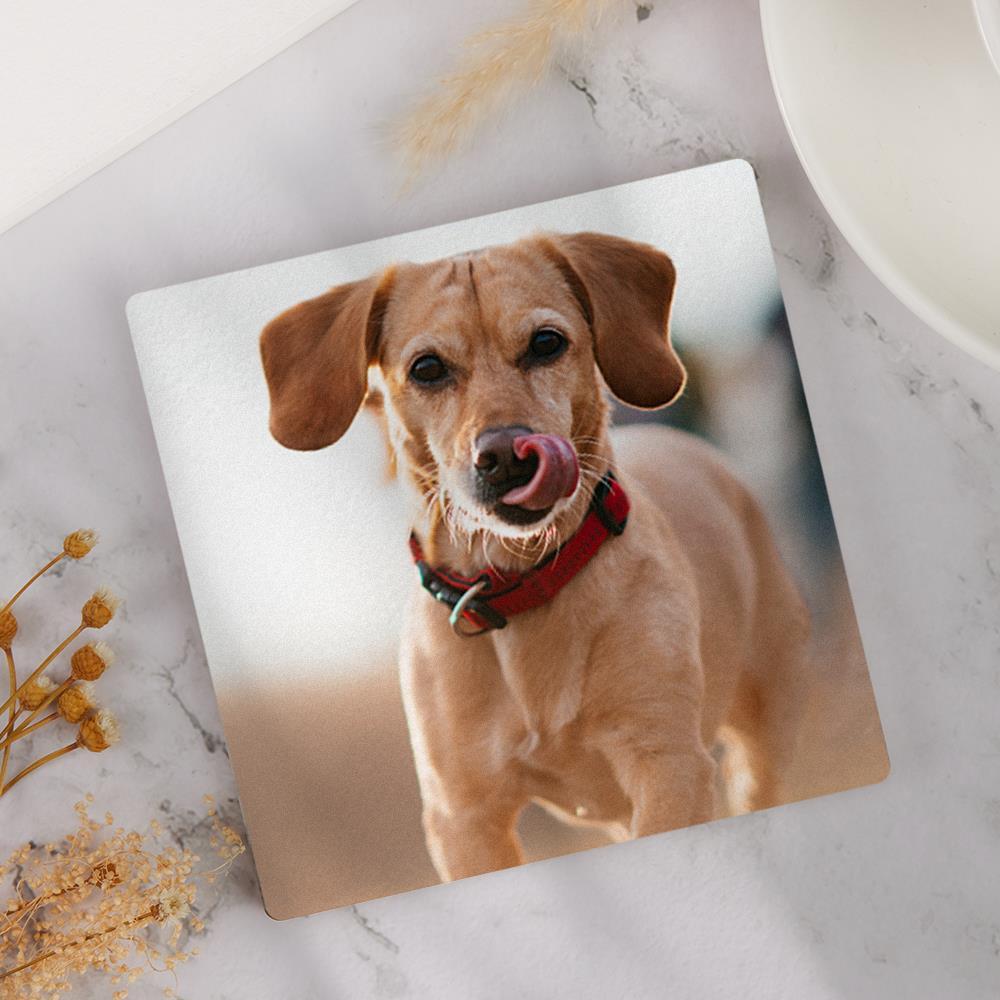 Pet Memorial Gift Photo Coaster with Dog Photo - Square - Giftlab