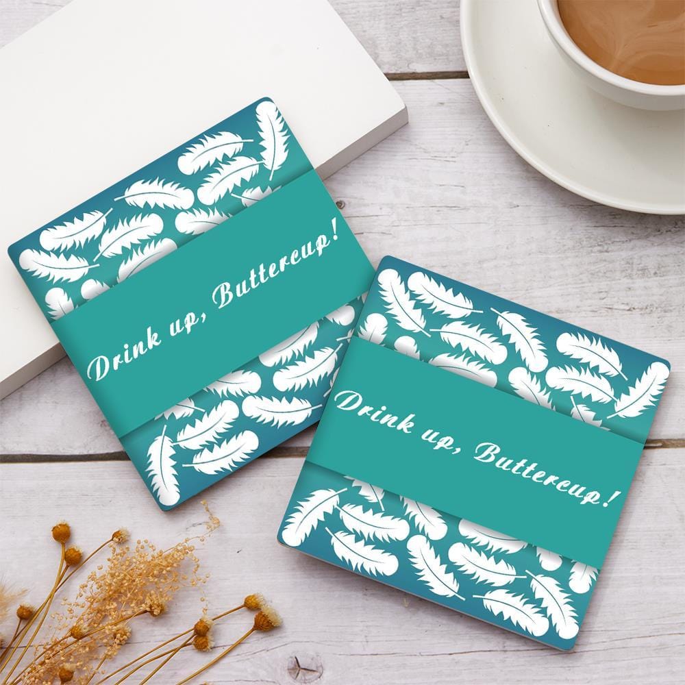 Custom Engraved Coaster Kitchen Gift - Feather - Giftlab