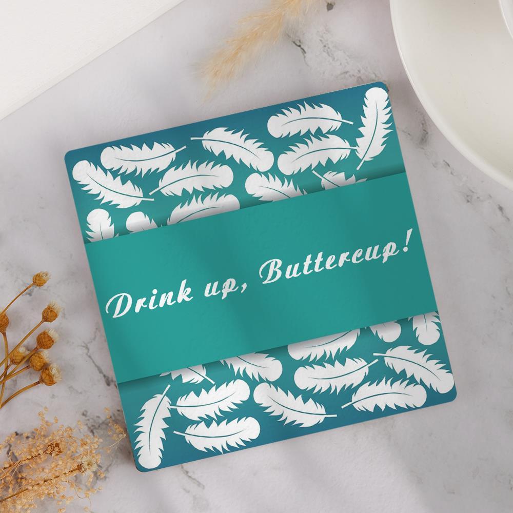 Custom Engraved Coaster Kitchen Gift - Feather - Giftlab