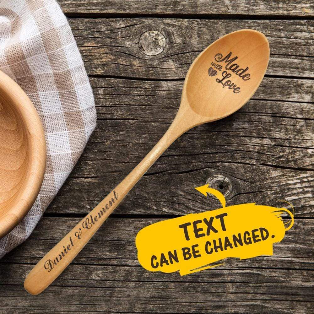 Custom Engraved Spoon Personalized Wooden Spoon Mom Gifts - Made With Love - Giftlab