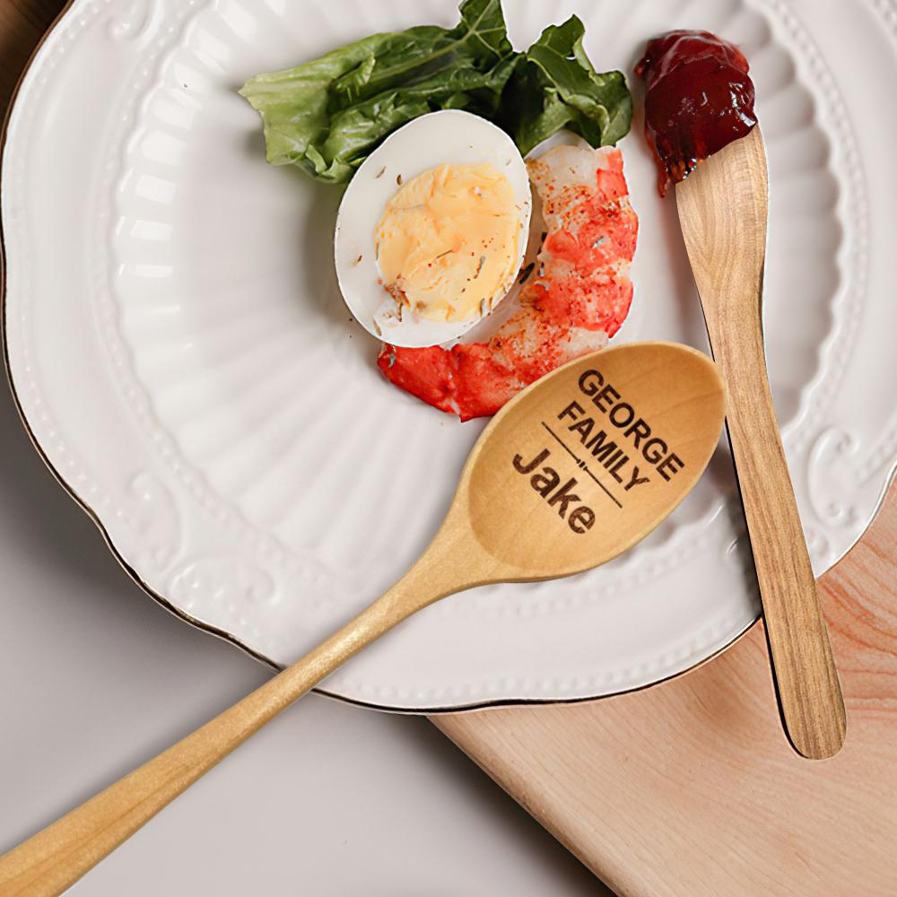 Engraved Wooden Spoon Custom Gifts For Family Name Engraved - Giftlab
