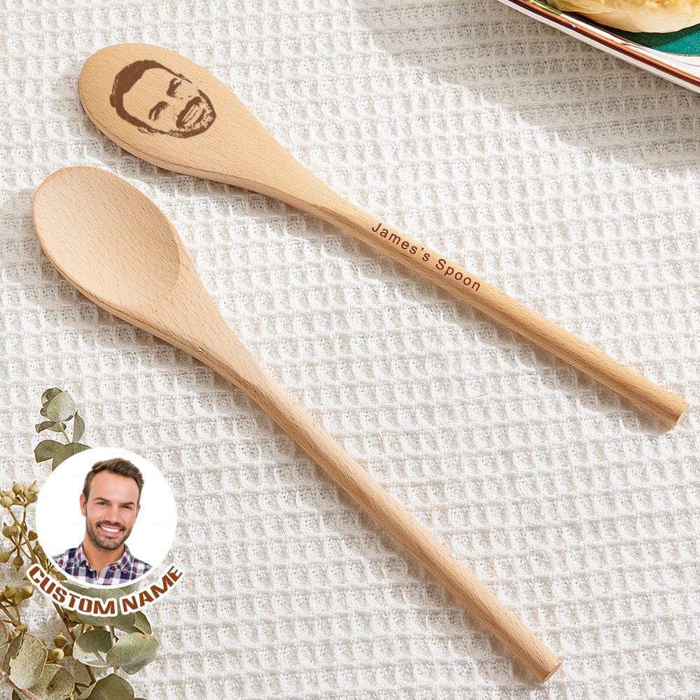 Custom Photo and Text Engraved Wooden Spoon Gag Gift Joke Present - Giftlab
