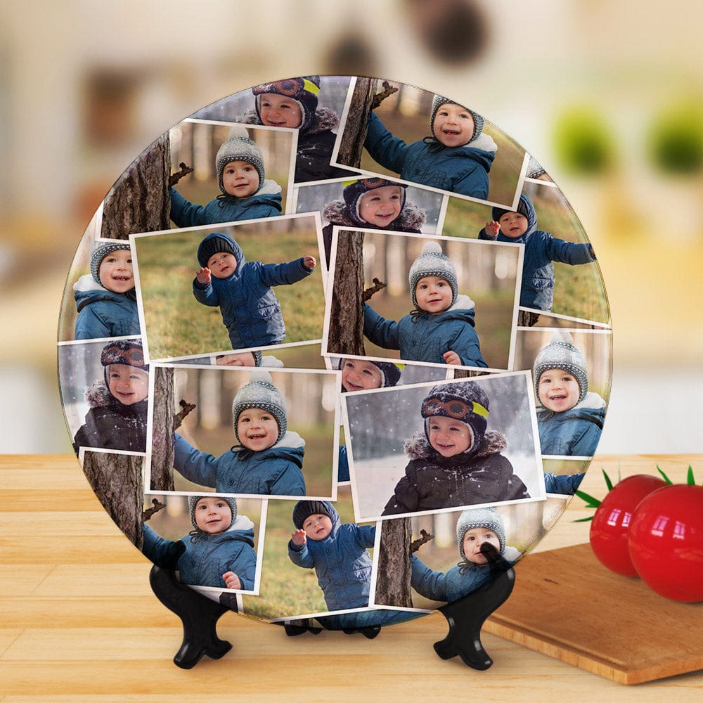 Photo Plates Custom Ceramics Dinner Plate Personalized Collage Photo Dinner Plate Tableware Gifts - Giftlab