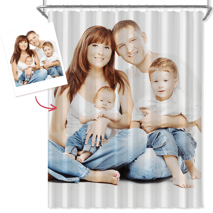 Personalized Shower Curtain Printed Shower Curtain Family Photo Anniversary Gift - 6 Sizes - Giftlab