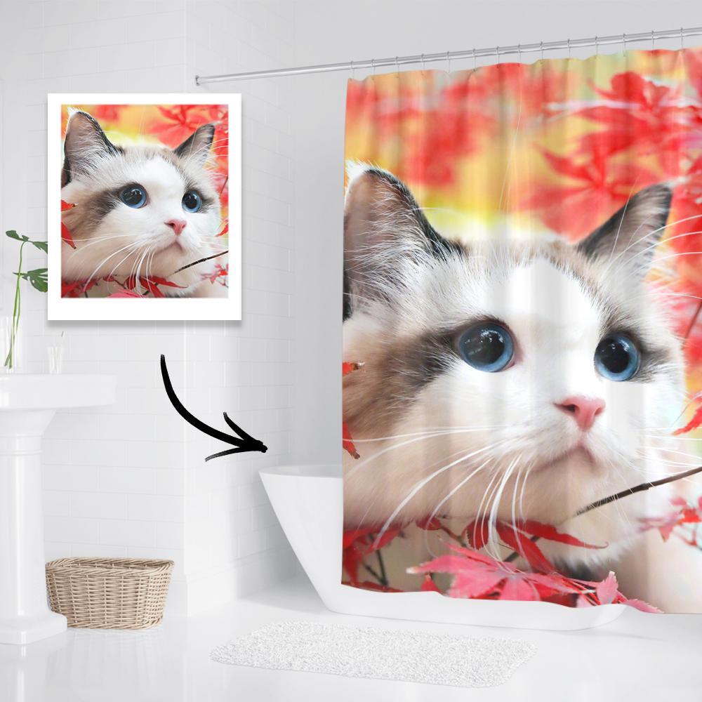 Custom Bathroom Curtains Photo Shower Curtains Bathroom Gifts for Cat Lover - Giftlab