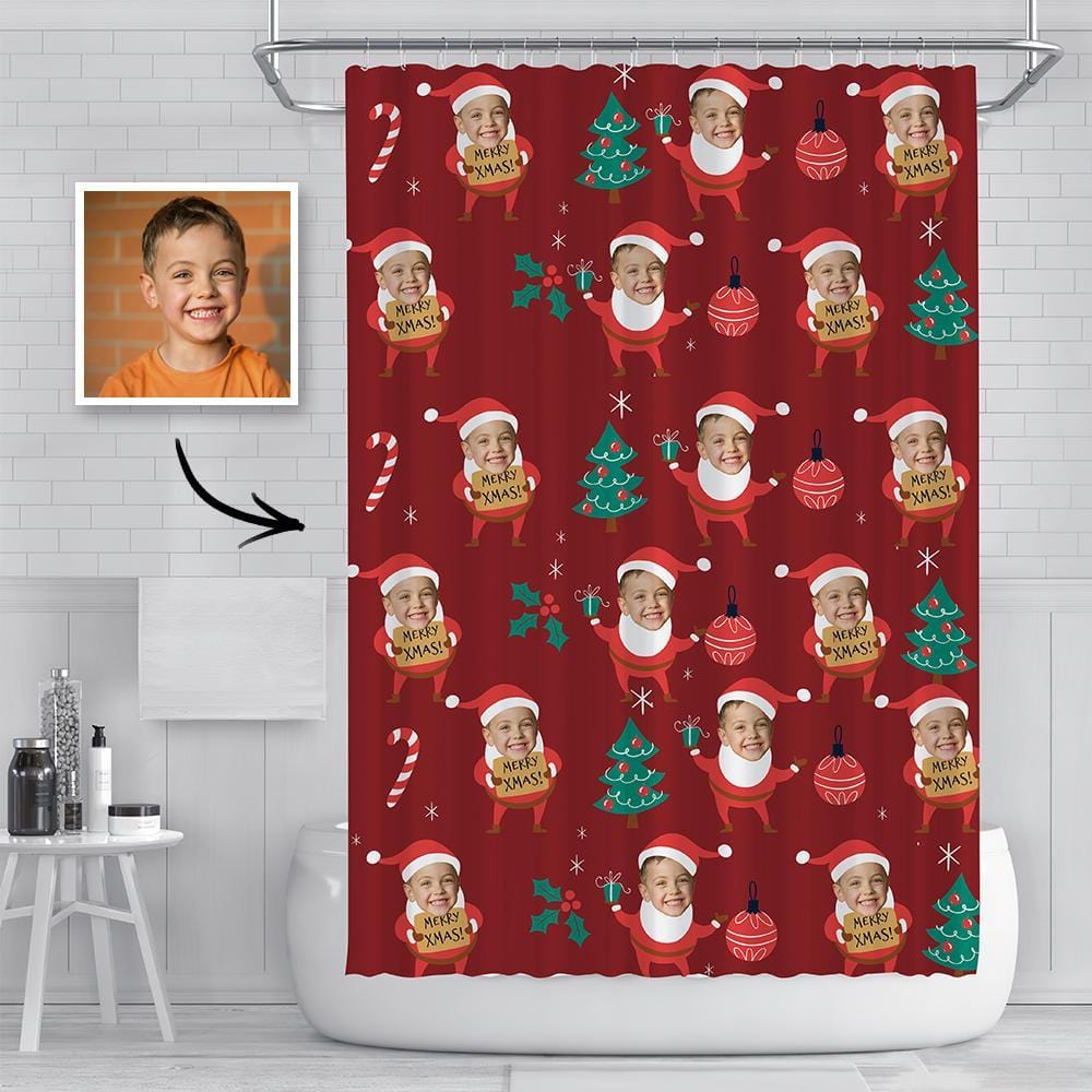 Custom Face Shower Curtain Personalized Picture Bathroom Curtains Gift For Kids Christmas Gift - Giftlab