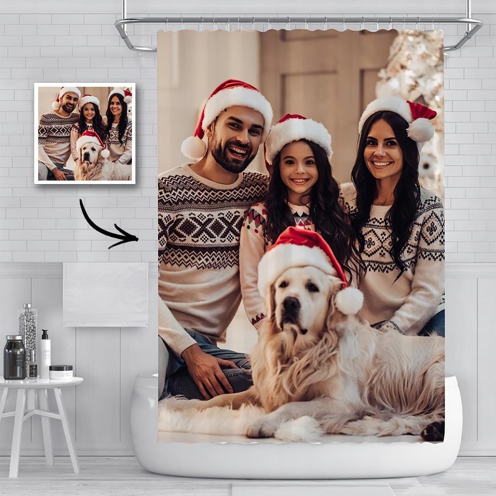 Custom Photo Shower Curtains Personalized Bathroom Curtains Family Christmas Gifts Bathroom Gifts - Giftlab