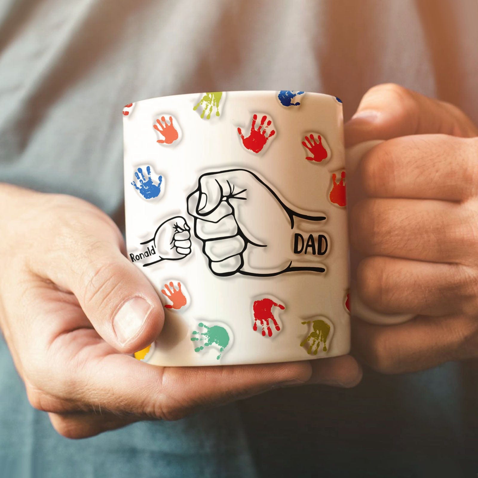 Personalized Mug Gifts for Dad Custom Names 3D Inflated Effect Printed Mug Gift for Grandpa - Giftlab