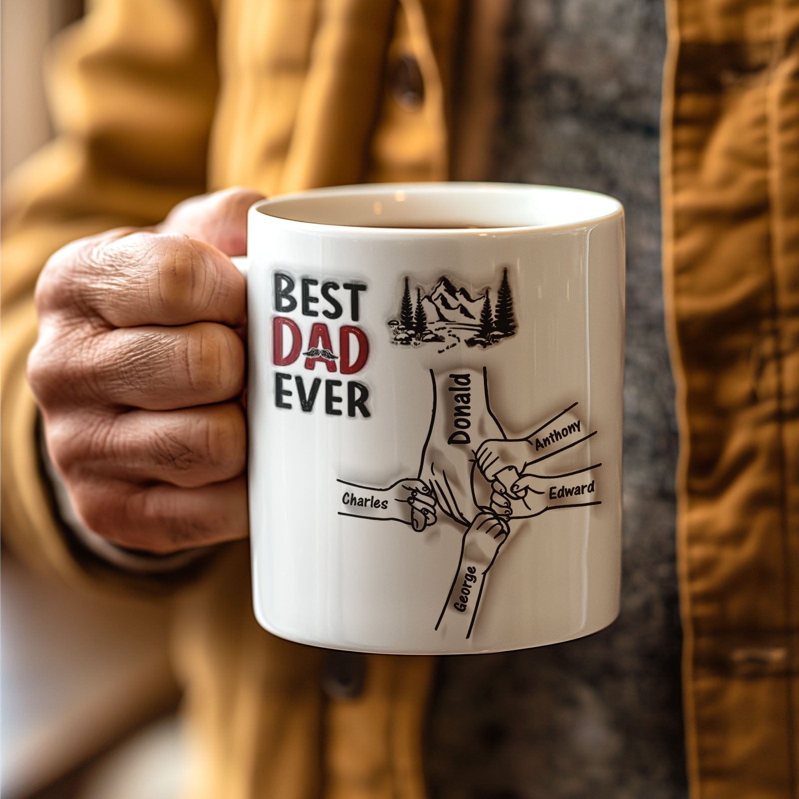 Best Daddy Ever Family Personalized Custom 3D Inflated Effect Printed Mug Father's Day Gift For Dad Grandpa - Giftlab