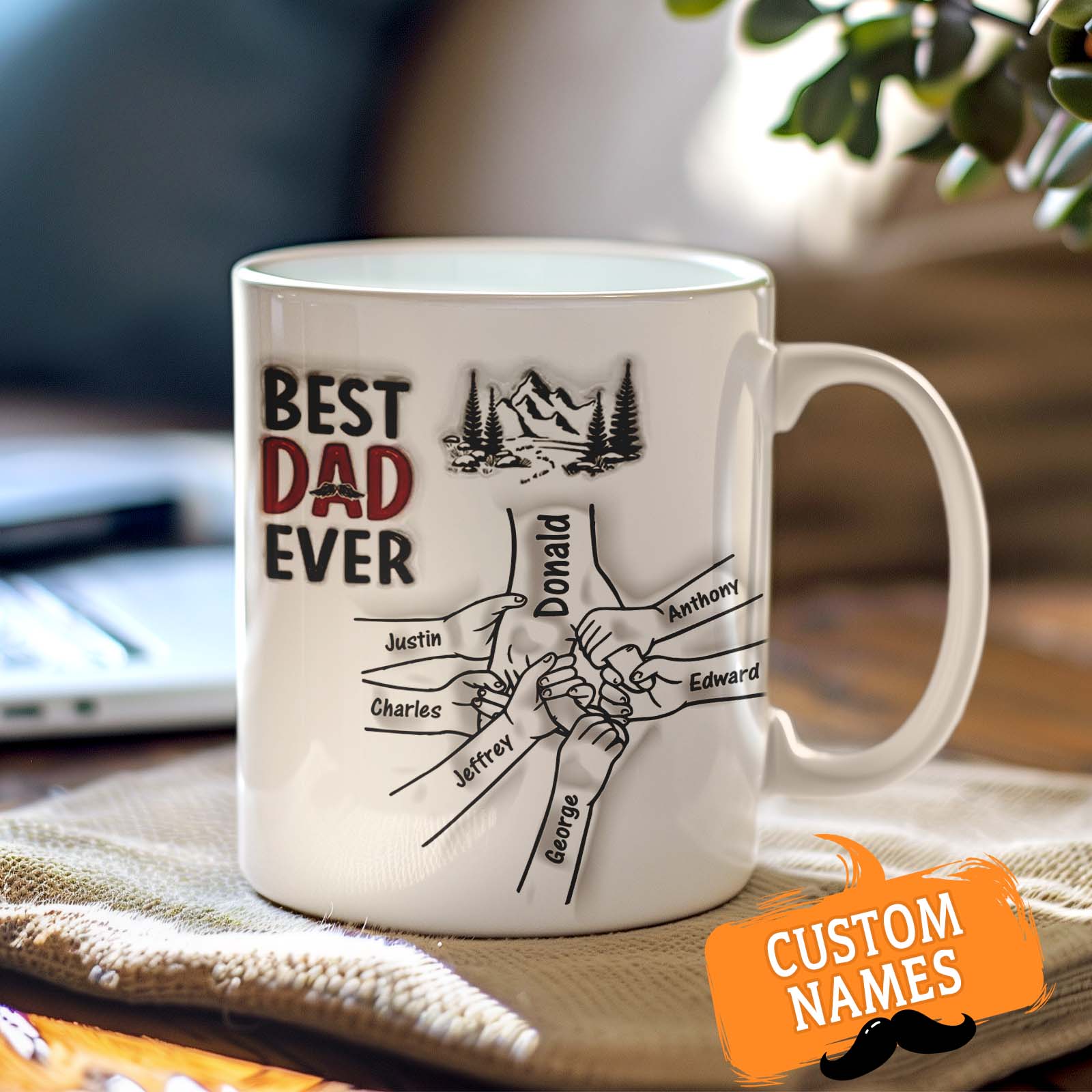 Best Daddy Ever Family Personalized Custom 3D Inflated Effect Printed Mug Father's Day Gift For Dad Grandpa - Giftlab
