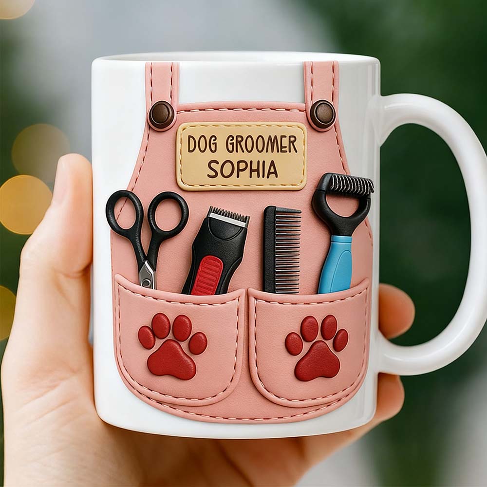 Celebrate Your Favorite Dog Groomer, Scissors And Paw Prints Mug, Gift For Pet Care Professionals And Dog Lovers