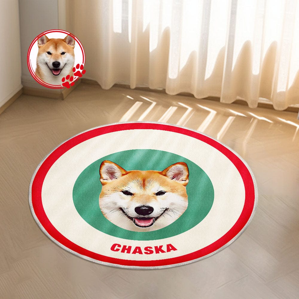 Custom Pet Photo Doormat Personalized Floor Mat Gift for Pet Lover - Red & Green - Giftlab