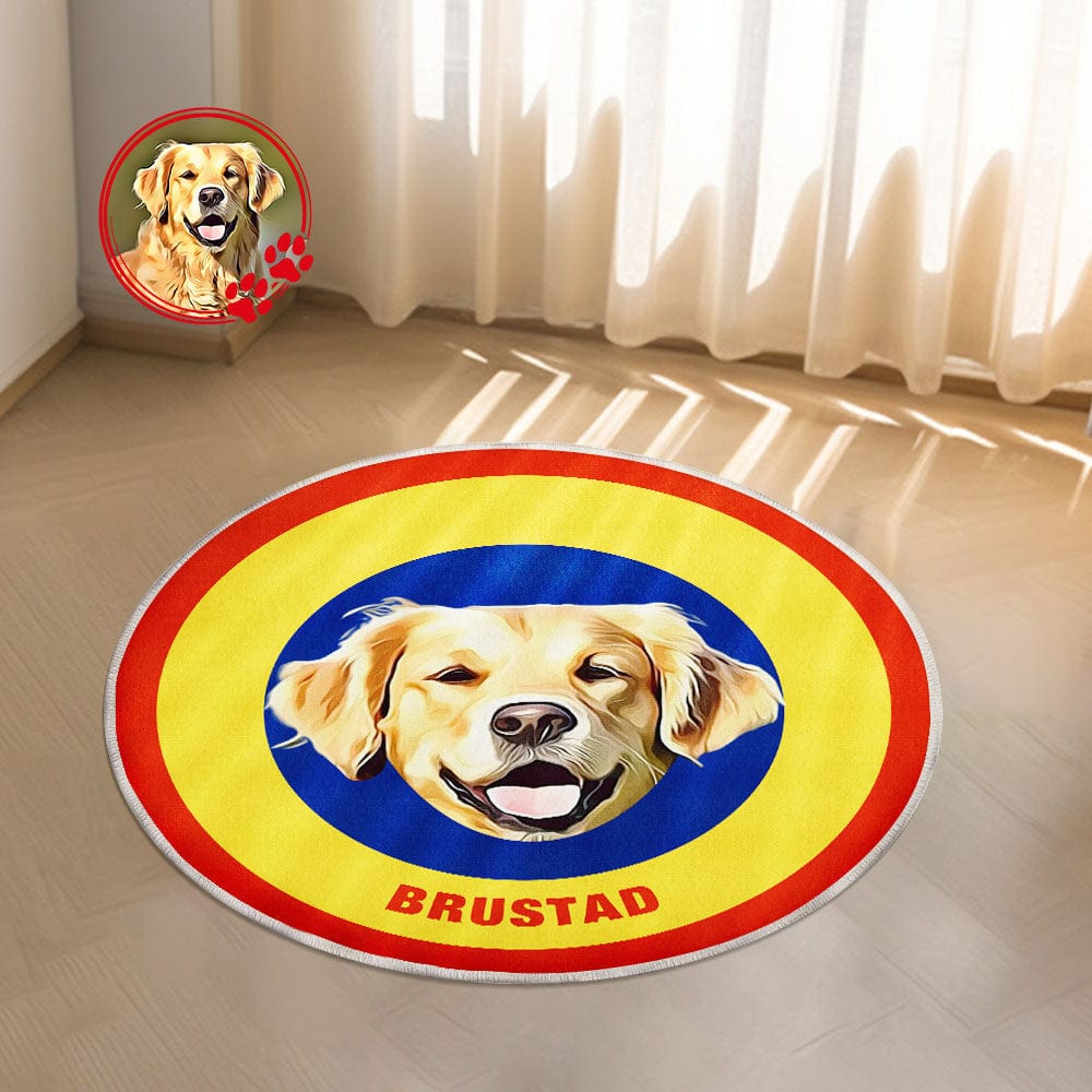 Custom Pet Photo Doormat Personalized Floor Mat Gift for Pet Lover - Yellow & Blue - Giftlab