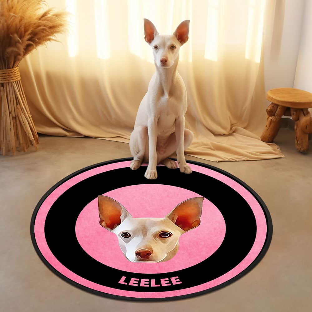 Custom Pet Photo Doormat Personalized Floor Mat Gift for Pet Lover - Black & Pink - Giftlab