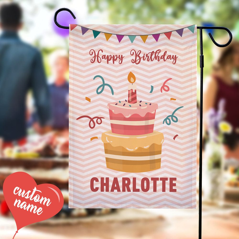 Happy Birthday Custom Garden Flag Personalized Birthday Yard Flag for Party - Giftlab