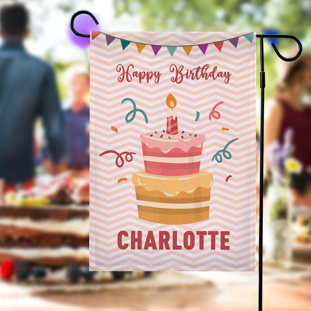 Happy Birthday Custom Garden Flag Personalized Birthday Yard Flag for Party - Giftlab