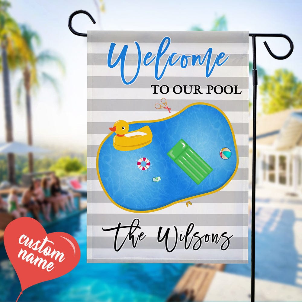 Custom Pool Garden Flag for Pool Party Personalized Name Yard Decor Housewarming Gift for Men - Giftlab