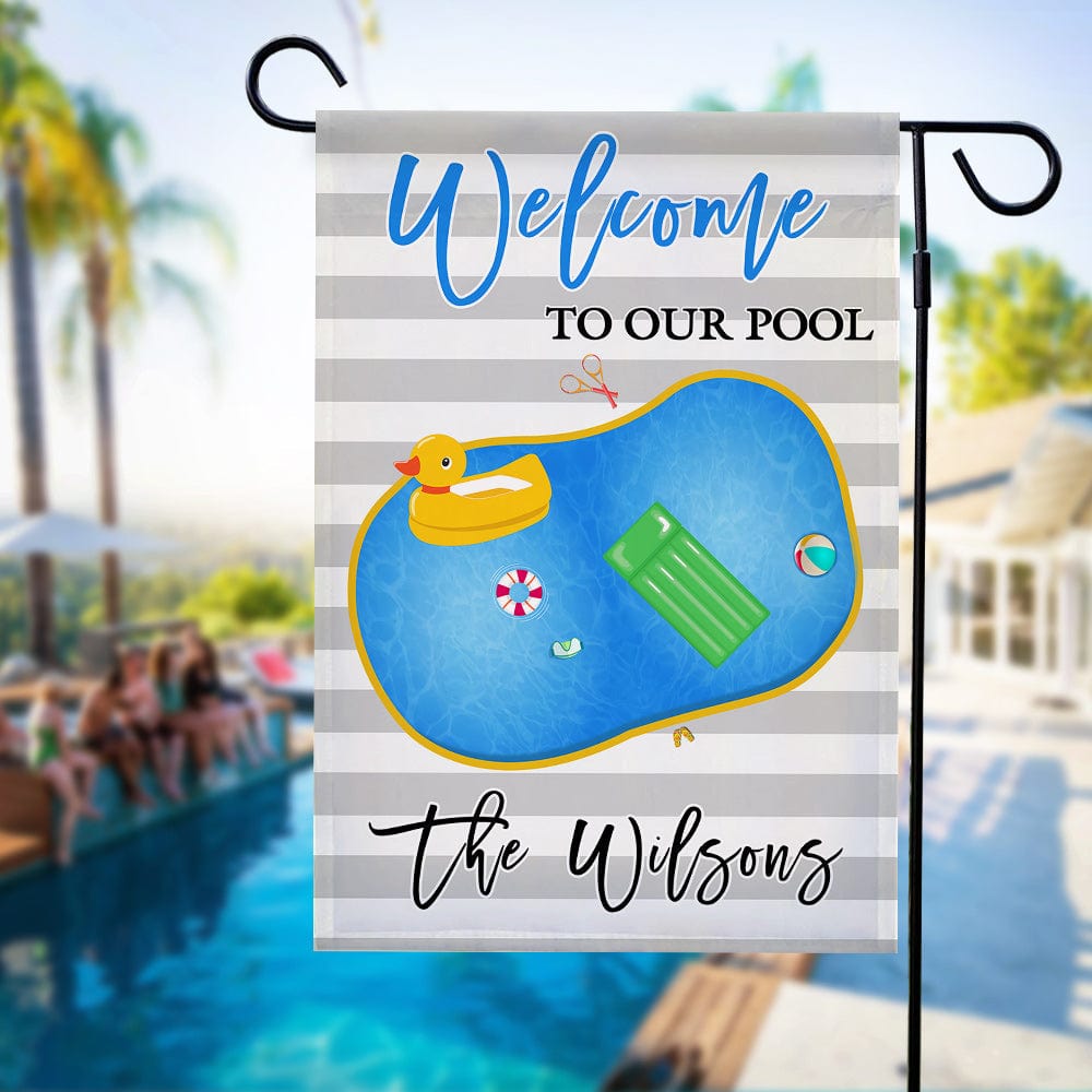 Custom Pool Garden Flag for Pool Party Personalized Name Yard Decor Housewarming Gift for Men - Giftlab