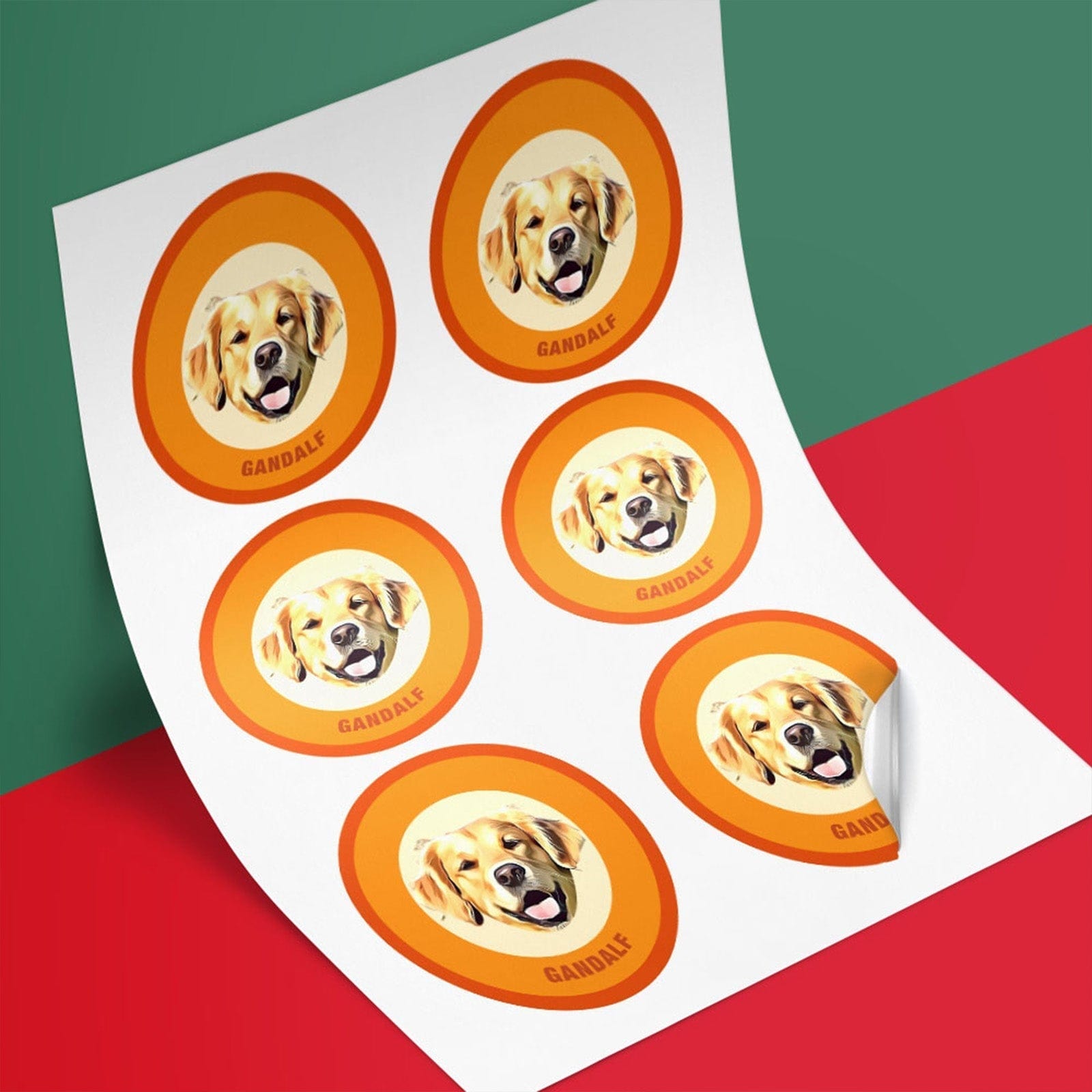 Custom Pet Face Sticker Personalized Face Photo Stickers for Pet Lover - Orange - Giftlab