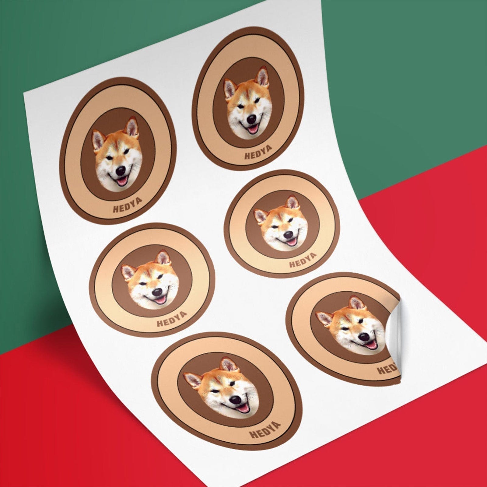 Custom Pet Face Sticker Personalized Face Photo Stickers for Pet Lover - Brown - Giftlab