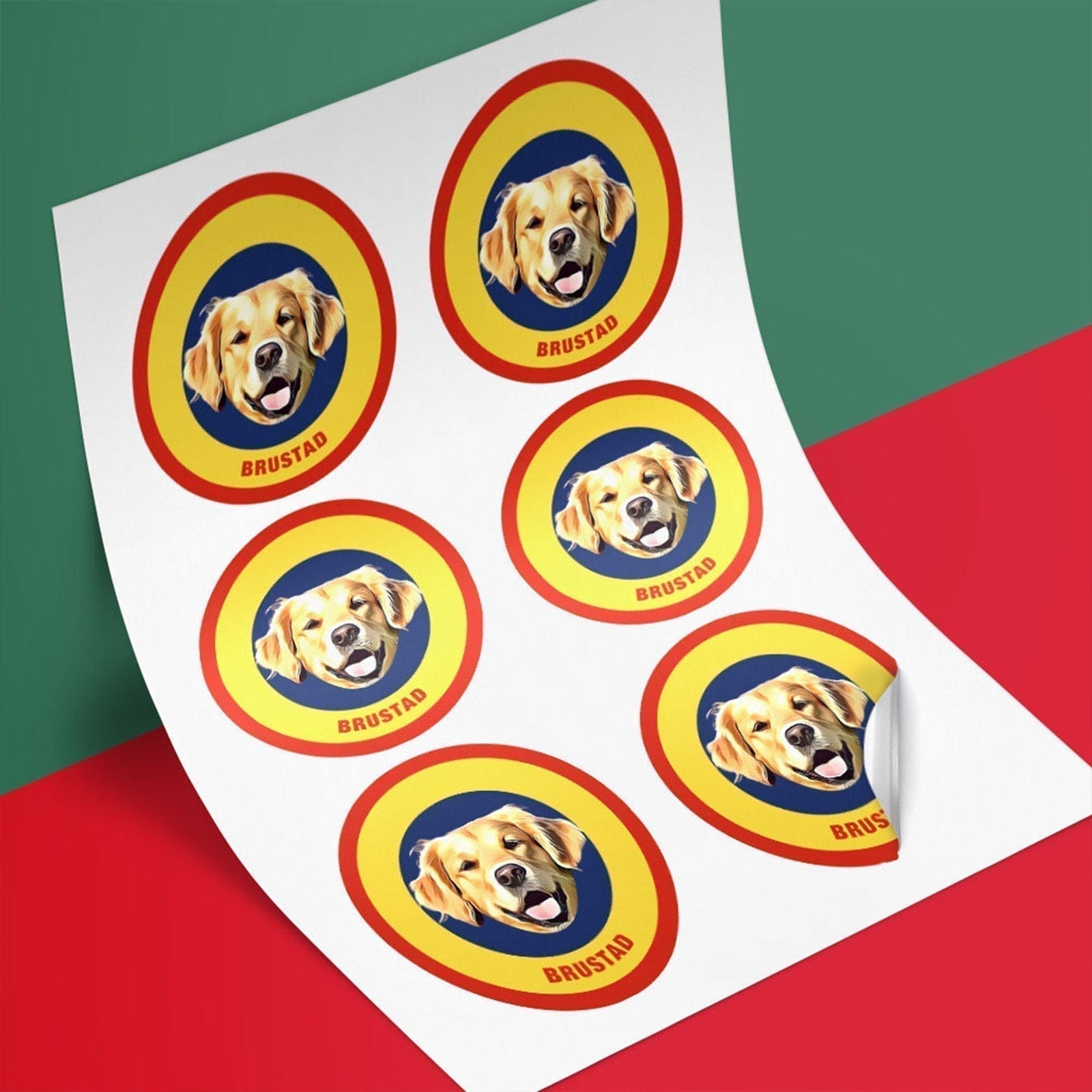 Custom Pet Face Sticker Personalized Face Photo Stickers for Pet Lover - Yellow & Blue - Giftlab