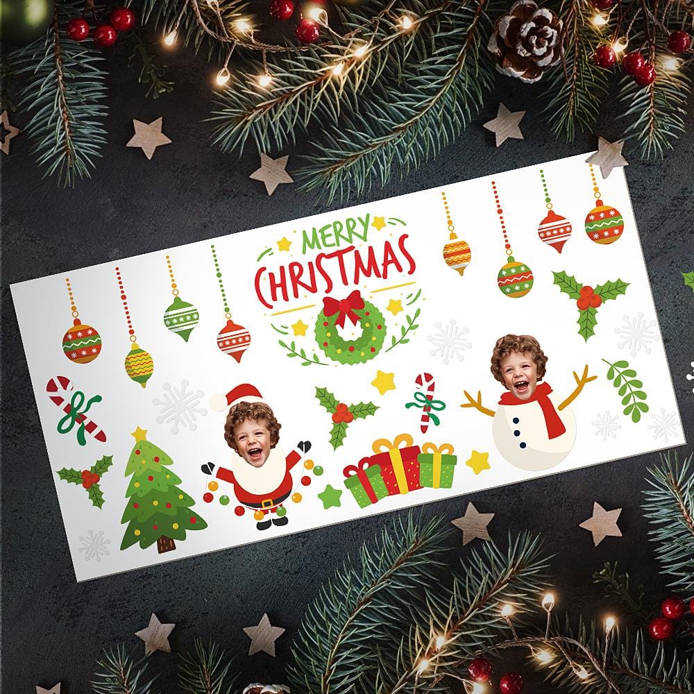 Custom Transparent Wall Stickers Personalized Merry Christmas Wallpaper Christmas Gift - Giftlab