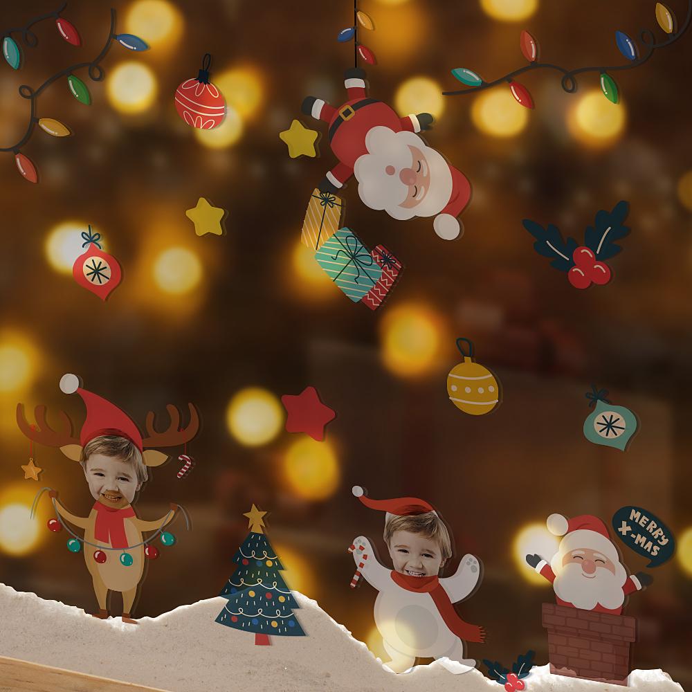 Custom Photo Transparent Wall Stickers Personalized Merry Xmas Wallpaper Christmas Gift - Giftlab