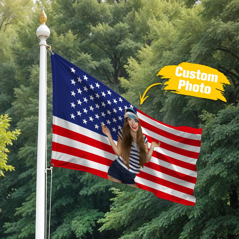 Custom Photo Garden Flag Garden Flag Personalized Your Photo Flag, American Flag Style - Giftlab