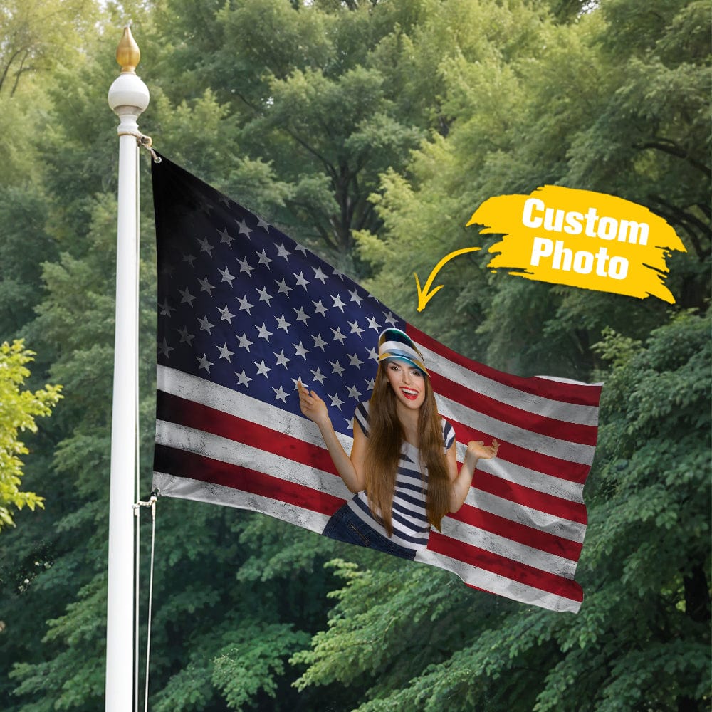 Custom Photo Garden Flag Garden Flag Personalized Your Photo Flag, American Flag Style - Giftlab